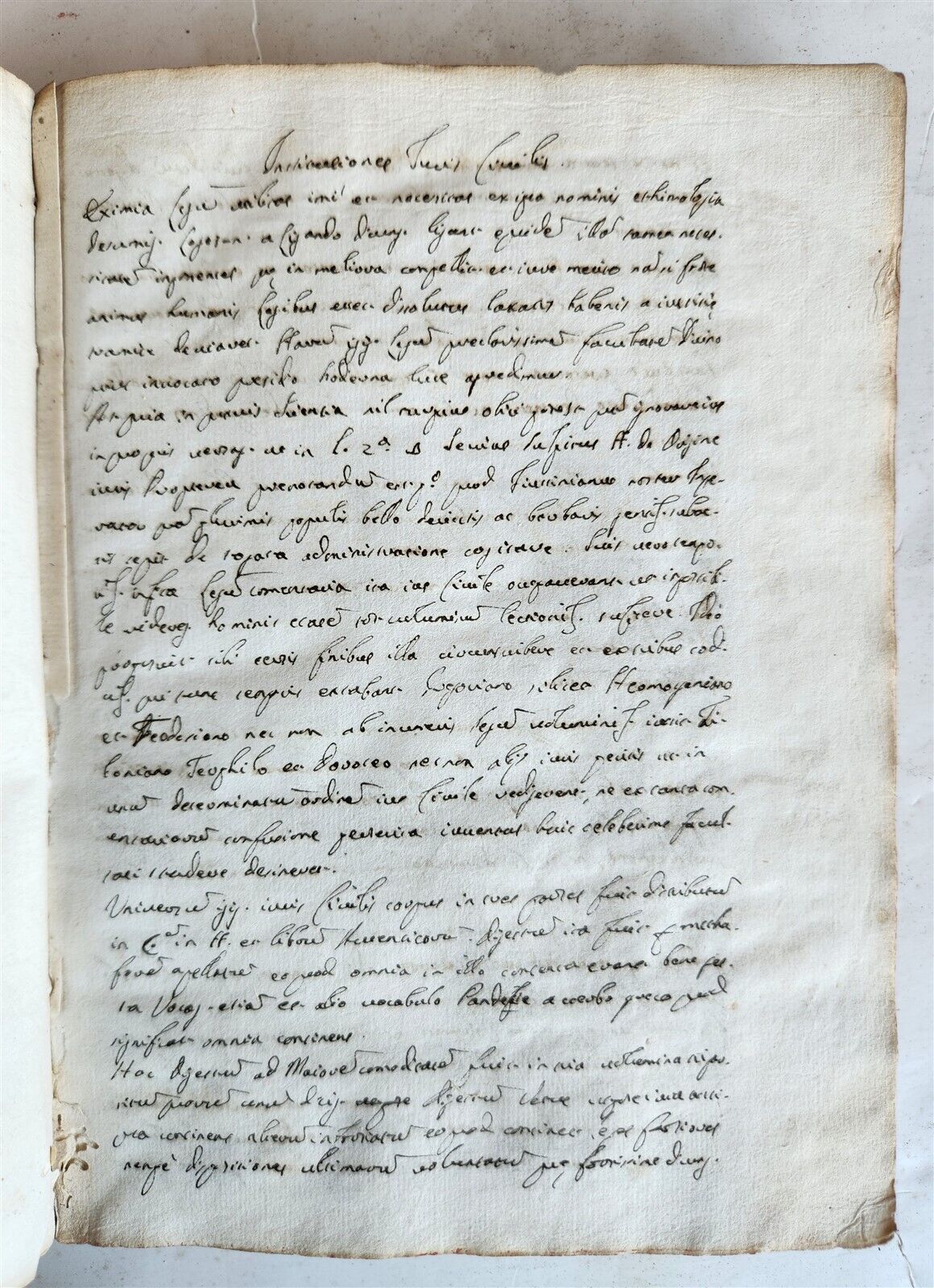 18th cent. MANUSCRIPT ROMAN LAW BOOK Institutiones Juris Civilis VELLUM antique