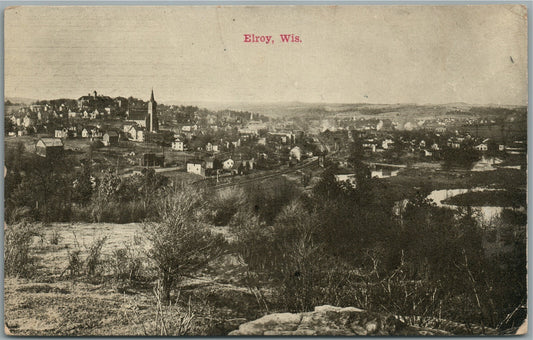 ELROY WI GENERAL VIEW ANTIQUE POSTCARD