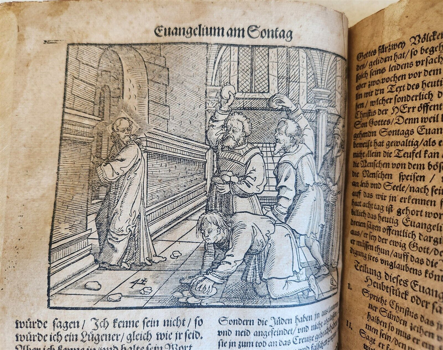 1583 ILLUSTRATED POSTILLA antique 80 WOODCUTS CRANACH SCHOOL ARTIST