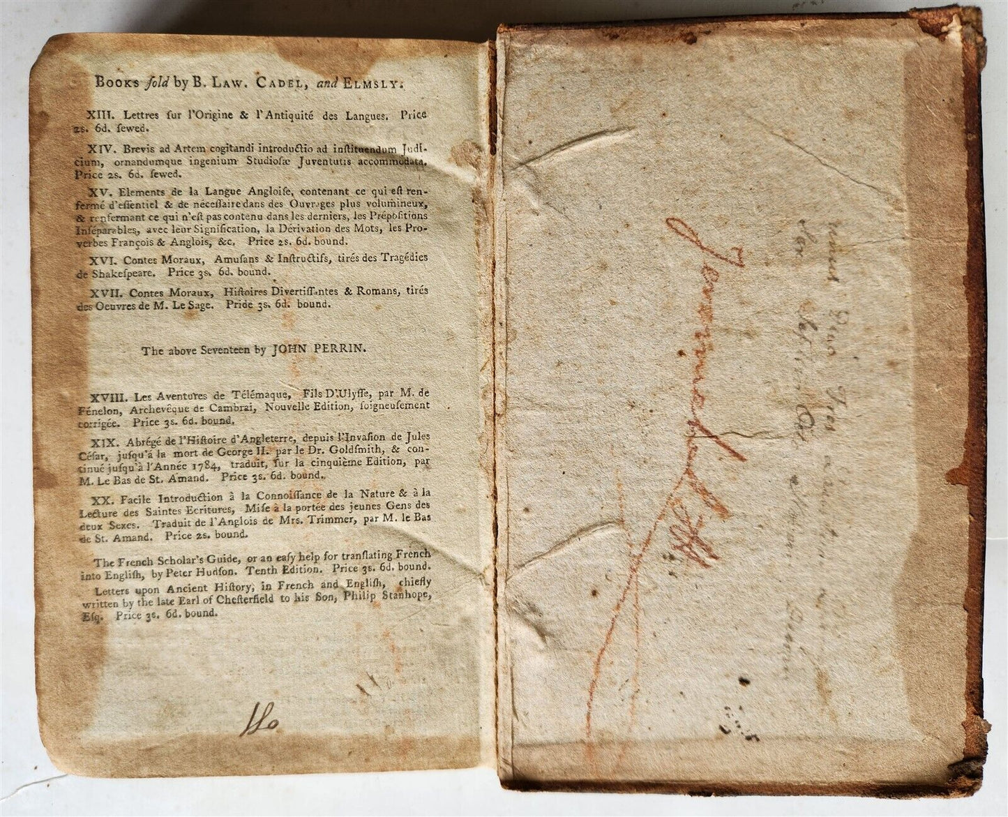 1792 GRAMMAR of the FRENCH TONGUE by JOHN PERRIN antique in ENGLISH