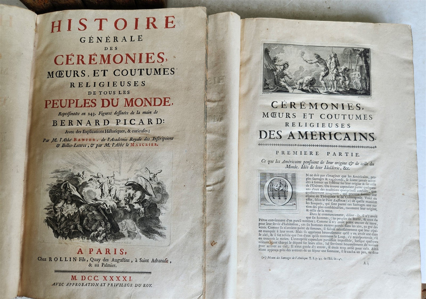 1741 HISTOIRE des CEREMONIES et COUTUMES de PEUPLES DU MONDE 7 vols antique