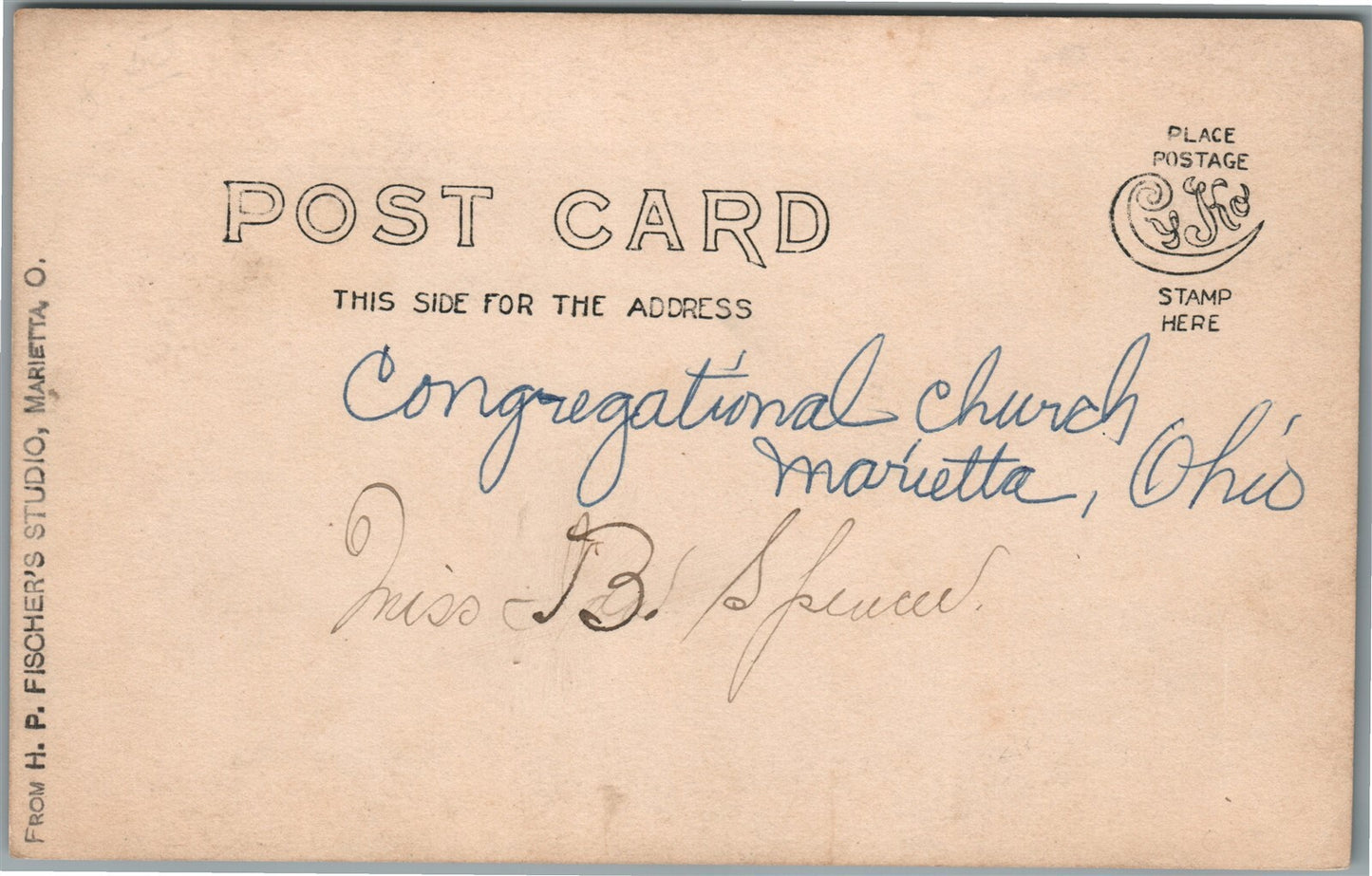 MARIETTA OH CONGREGATIONAL CHURCH ANTIQUE REAL PHOTO POSTCARD RPPC