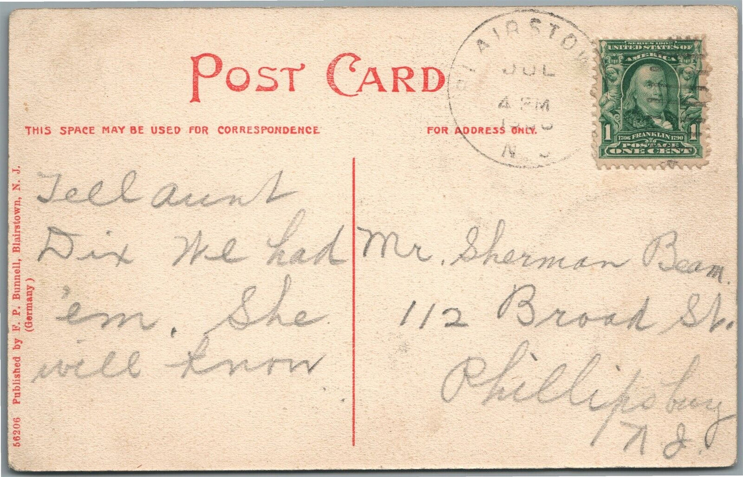 BLAIRSTOWN NJ CEDAR LAKE HOUSE ANTIQUE POSTCARD