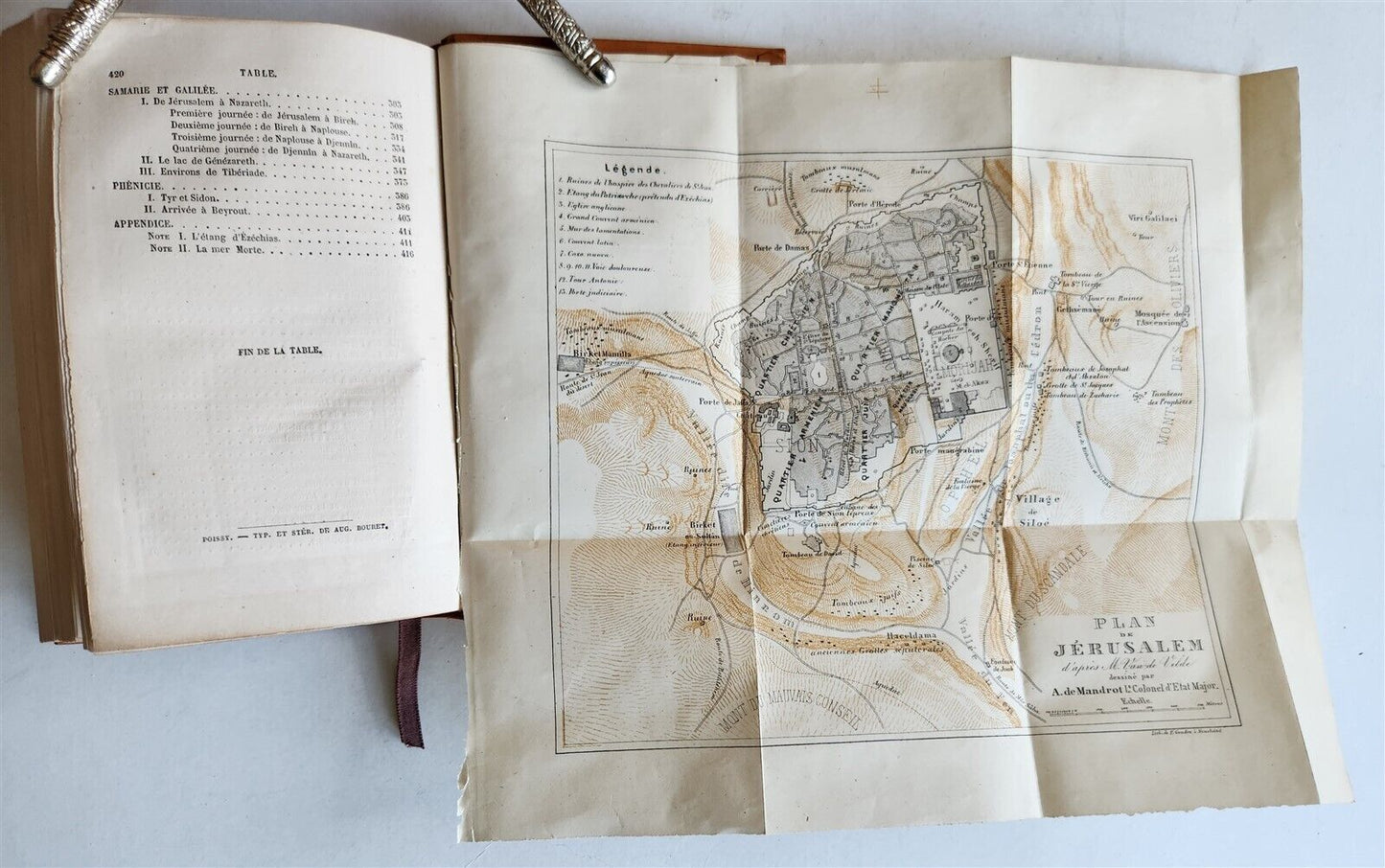 1866 VOYAGE en TERRE SAINTE by FELIX BOVET ILLUSTRATED w/ MAPS antique