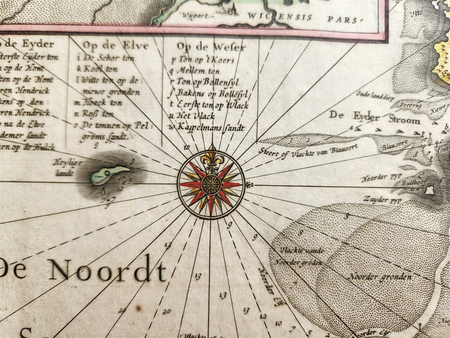 1640 MAP of GERMANY HOLSTEIN by WILLEM BLAEU antique AUTHENTIC hand colored