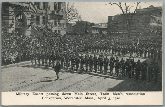 WORCESTER MA MILITARY ESCORT ANTIQUE POSTCARD