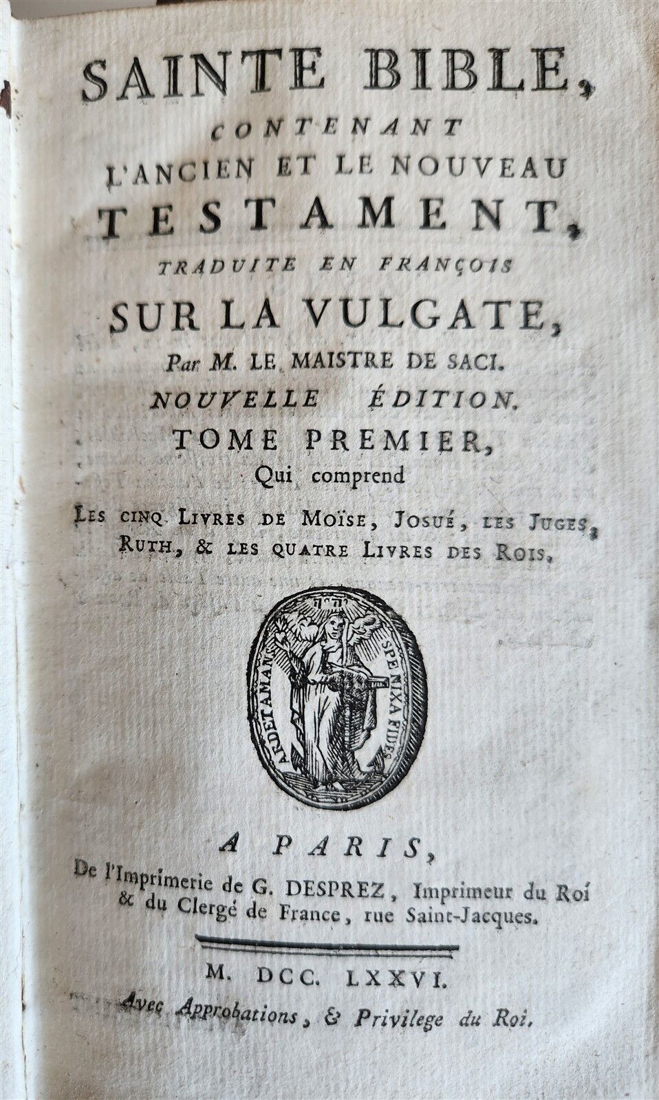 1776 BIBLE in FRENCH 4 VOLUMES antique OLD & NEW TESTAMENT
