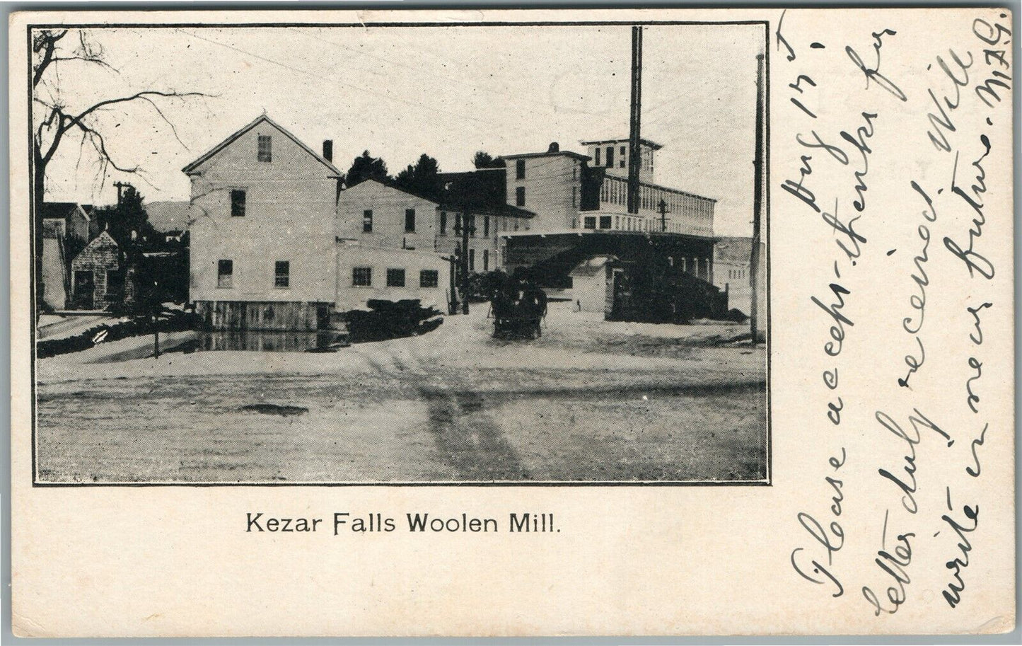 KEZAR FALLS ME WOOLEN MILL ANTIQUE POSTCARD
