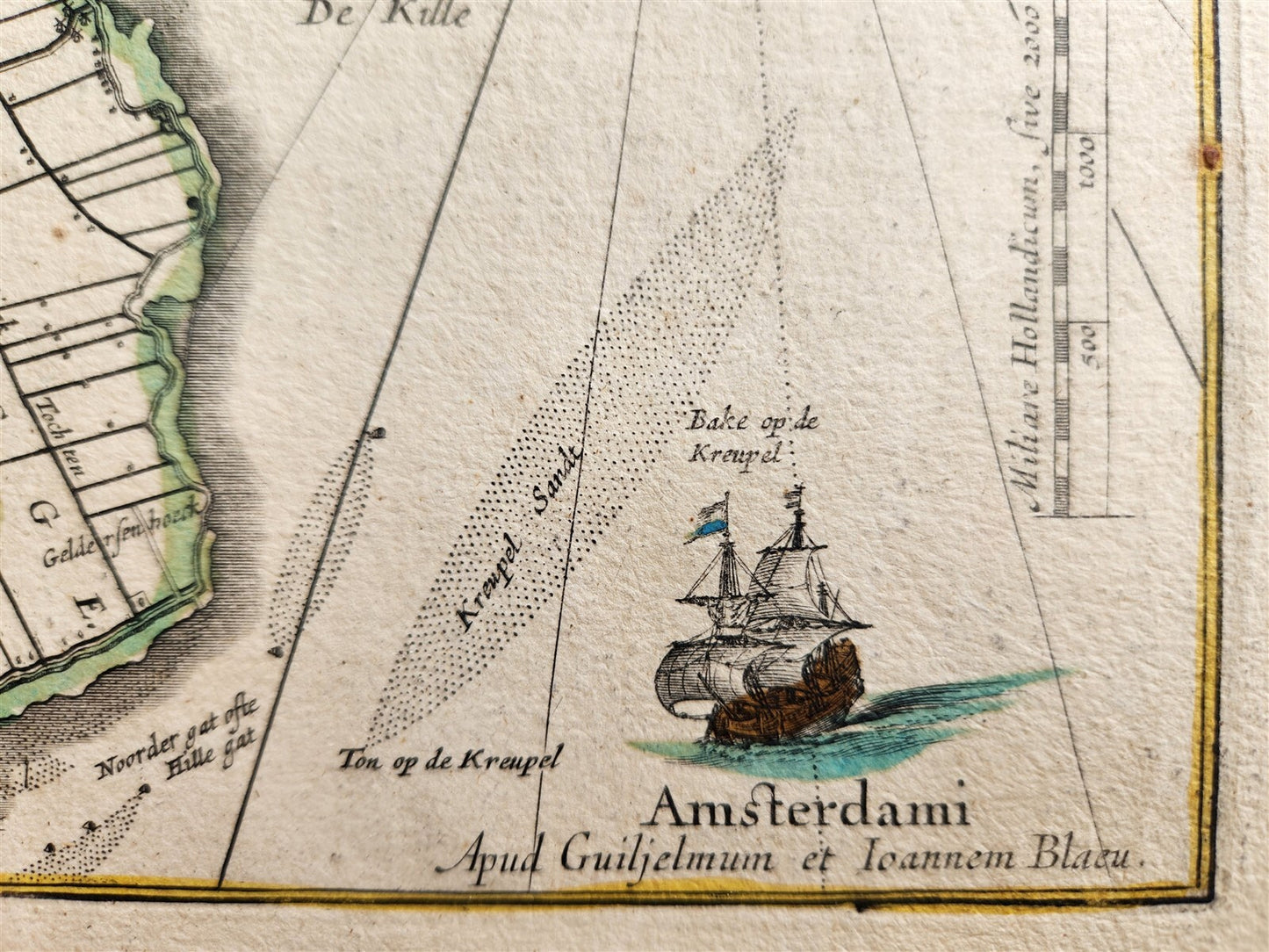 1640 MAP of HOLLANDIA NETHERLANDS by WILLEM BLAEU antique AUTHENTIC