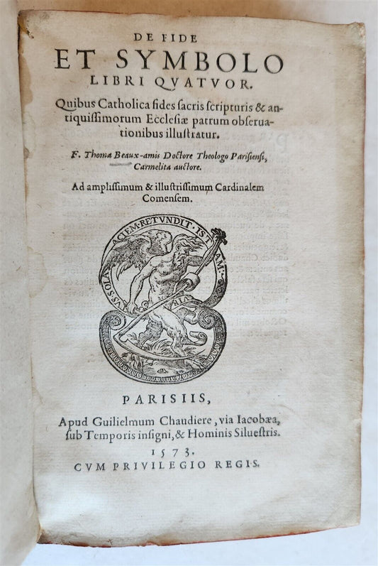 1573 BIBLE COMMENTARY by Thomas BEAUXAMI antique 16th CENTURY VELLUM BINDING
