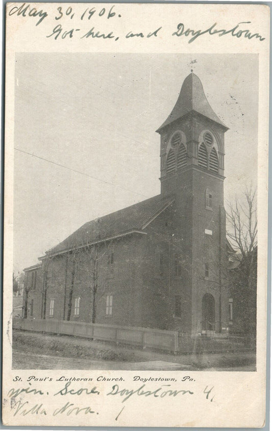 DOYLESTOWN PA ST.PAUL'S LUTHERAN CHURCH ANTIQUE POSTCARD