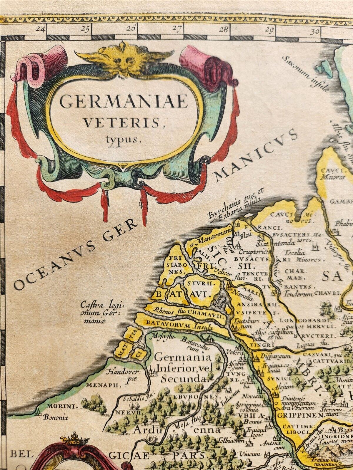 1640 MAP of ANCIENT GERMANY by WILLEM BLAEU antique AUTHENTIC hand colored