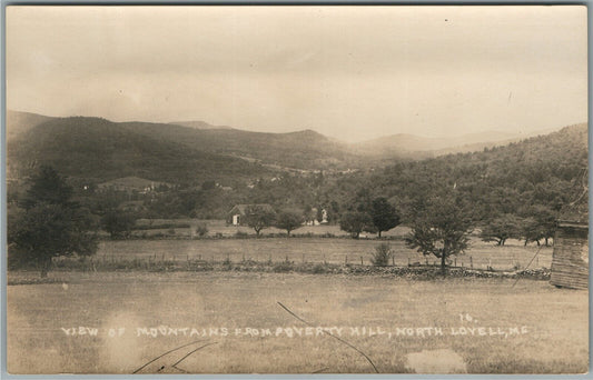 NORTH LOVELL ME MOUNTAINS FROM POVERTY HILL ANTIQUE REAL PHOTO POSTCARD RPPC