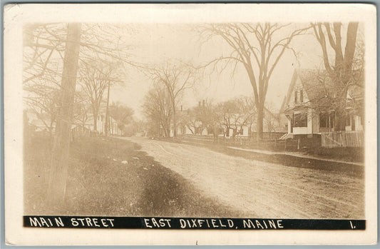 EAST DIXFILED ME MAIN STREET ANTIQUE REAL PHOTO POSTCARD RPPC