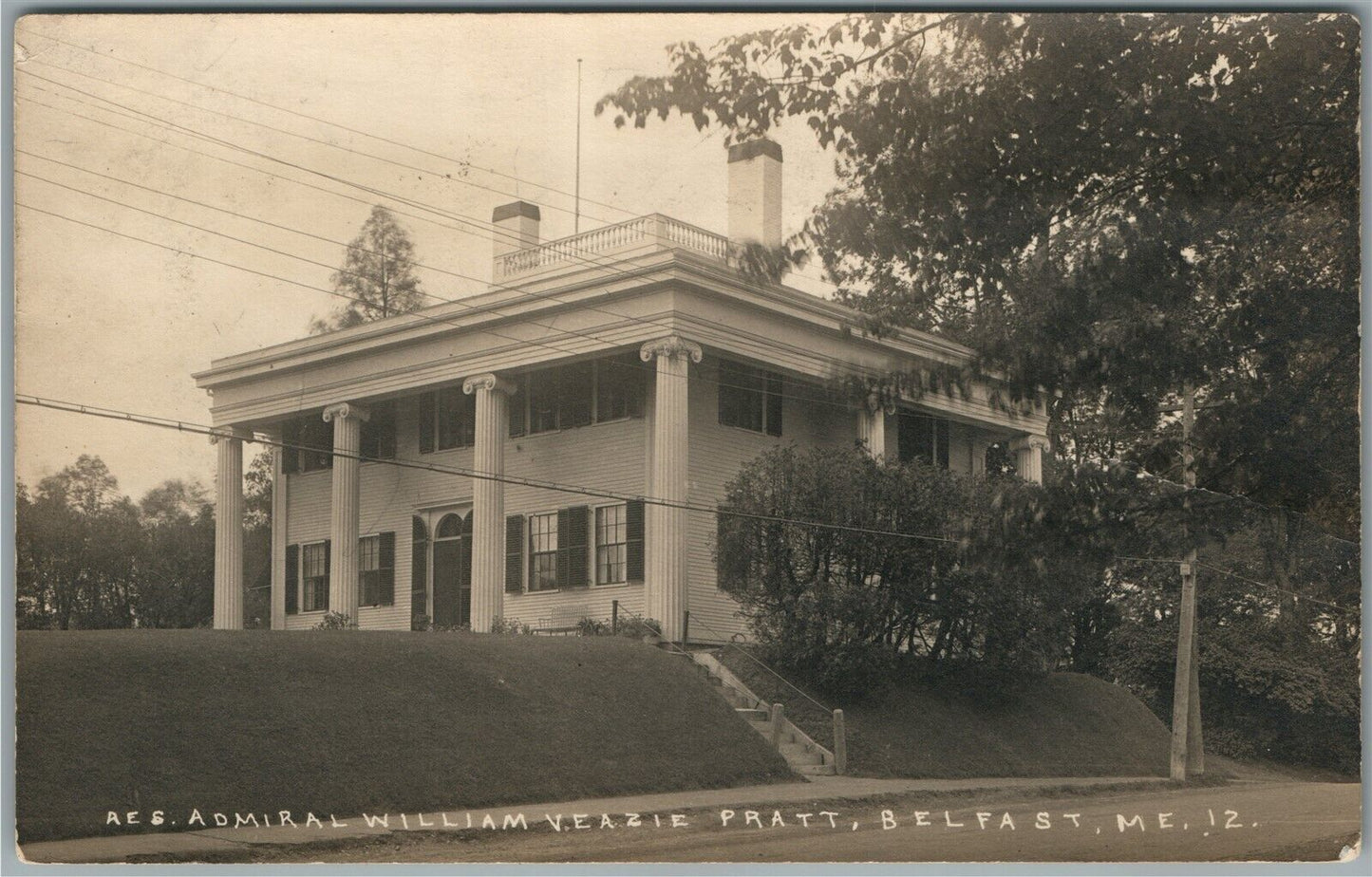 BELFAST ME ADMIRAL WILLIAM PRATT RESIDENCE ANTIQUE REAL PHOTO POSTCARD RPPC