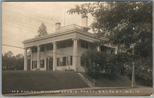 BELFAST ME ADMIRAL WILLIAM PRATT RESIDENCE ANTIQUE REAL PHOTO POSTCARD RPPC