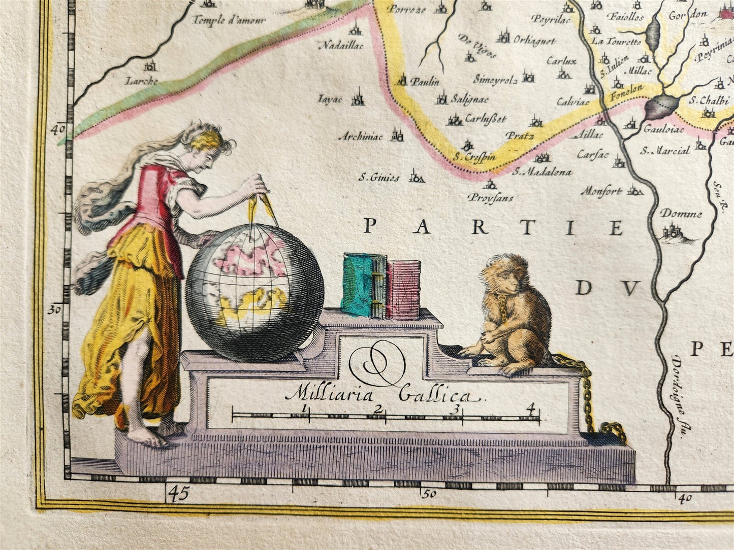 1640 MAP of FRANCE Quercy Province WILLEM BLAEU antique AUTHENTIC hand colored