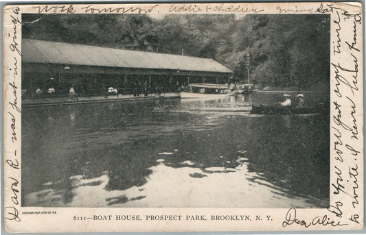 BROOKLYN NY PROSPECT PARK BOAT HOUSE ANTIQUE POSTCARD