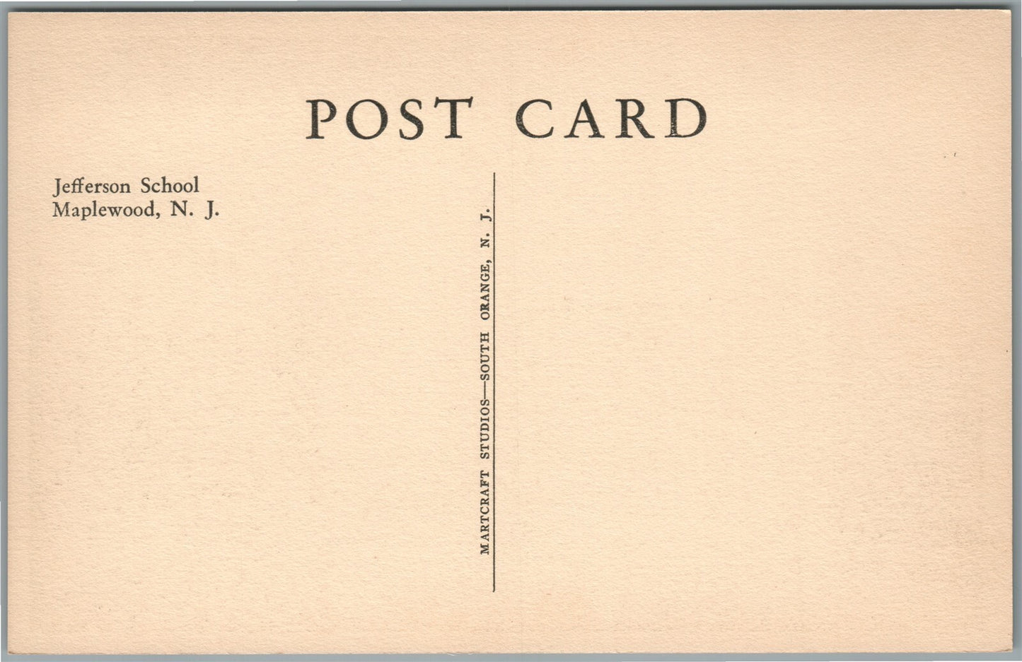 MAPLEWOOD NJ JEFFERSON SCHOOL ANTIQUE POSTCARD