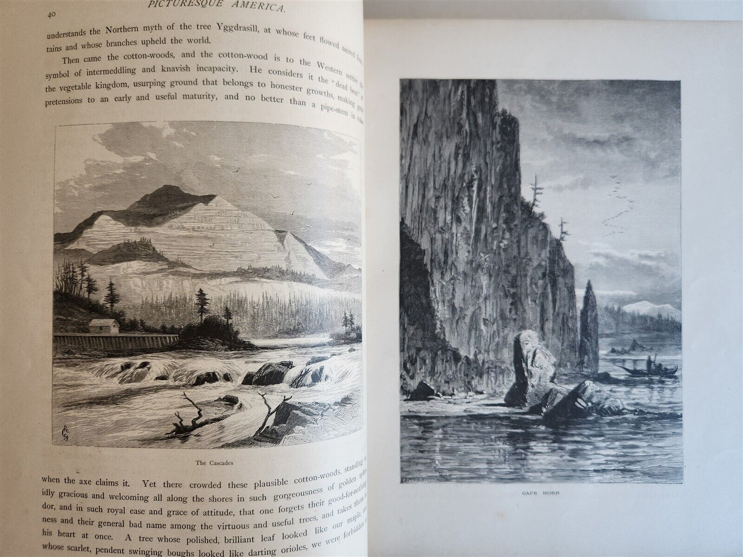 1874 PICTURESQUE AMERICA by WILLIAM BRYANT 2 FOLIO VOLUMES ILLUSTRATED antique