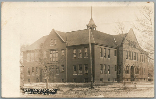 ONALASKA WI HIGH SCHOOL ANTIQUE REAL PHOTO POSTCARD RPPC