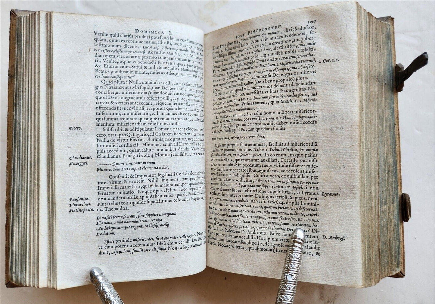 1604 SERMONS of Maurice Hylaret antique PIGSKIN BINDING UNICORN TITLEPIECE