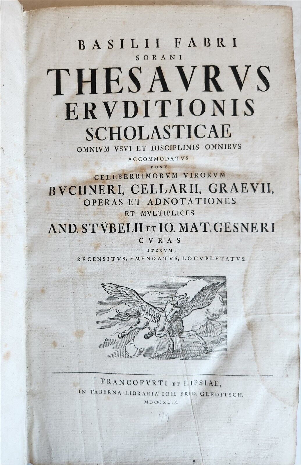 1749 THESAURUS ERUDITIONIS SCHOLASTICAE by BASILII FABRI antique VELLUM FOLIO