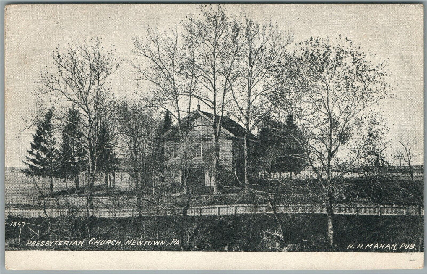 NEWTOWN PA PRESBYTERIAN CHURCH ANTIQUE POSTCARD