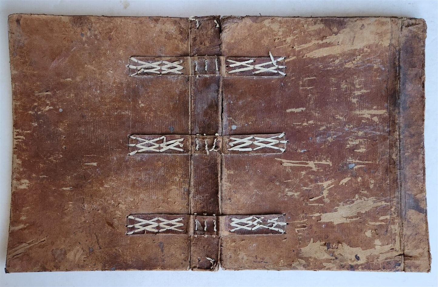 16th-17th CENTURY LARGE FOLIO BINDING antique LEATHER 12.5 by 18 inches
