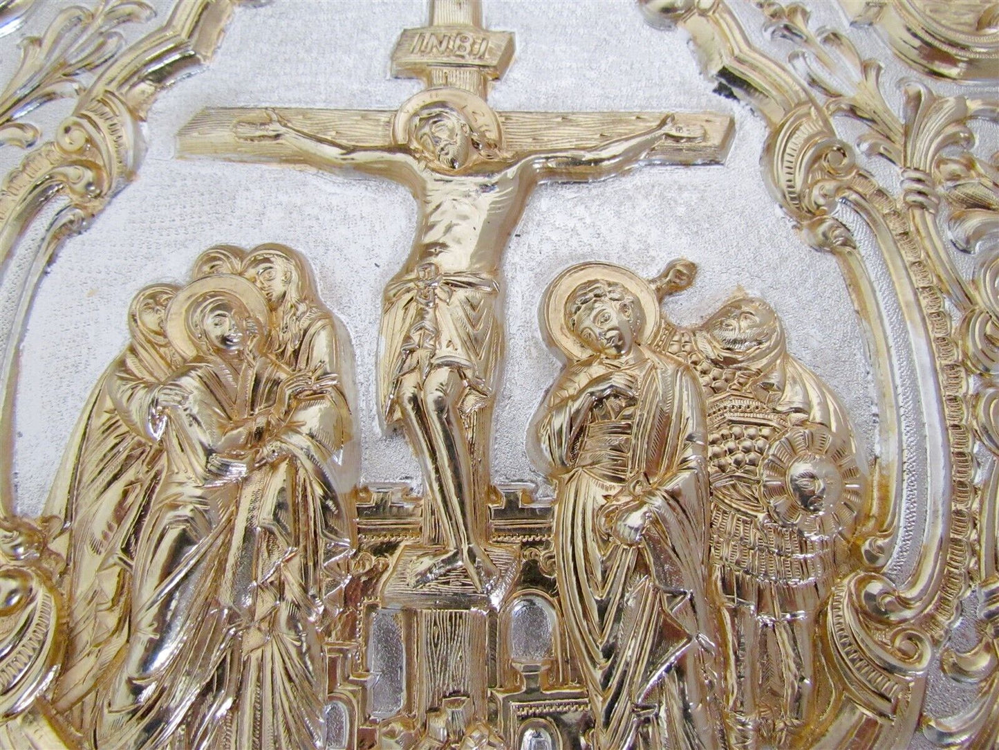 GREEK RUSSIAN ORTHODOX CHURCH GOSPEL GILT BRASS COVERS folio