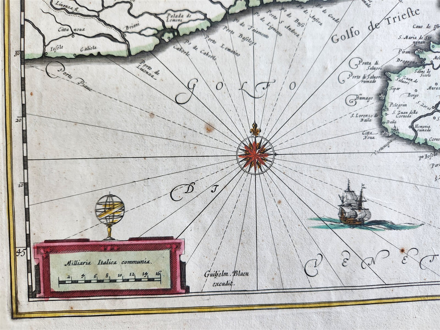 1640 SLOVENIA CROATIA MAP by WILLEM BLAEU antique AUTHENTIC