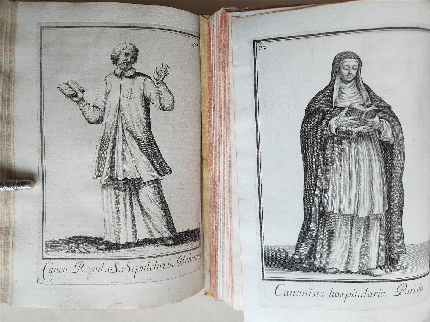 1706 ORDER of MILITANT CHURCH illustrated w/ 244 PLATES 2 VOLS antique VELLUM