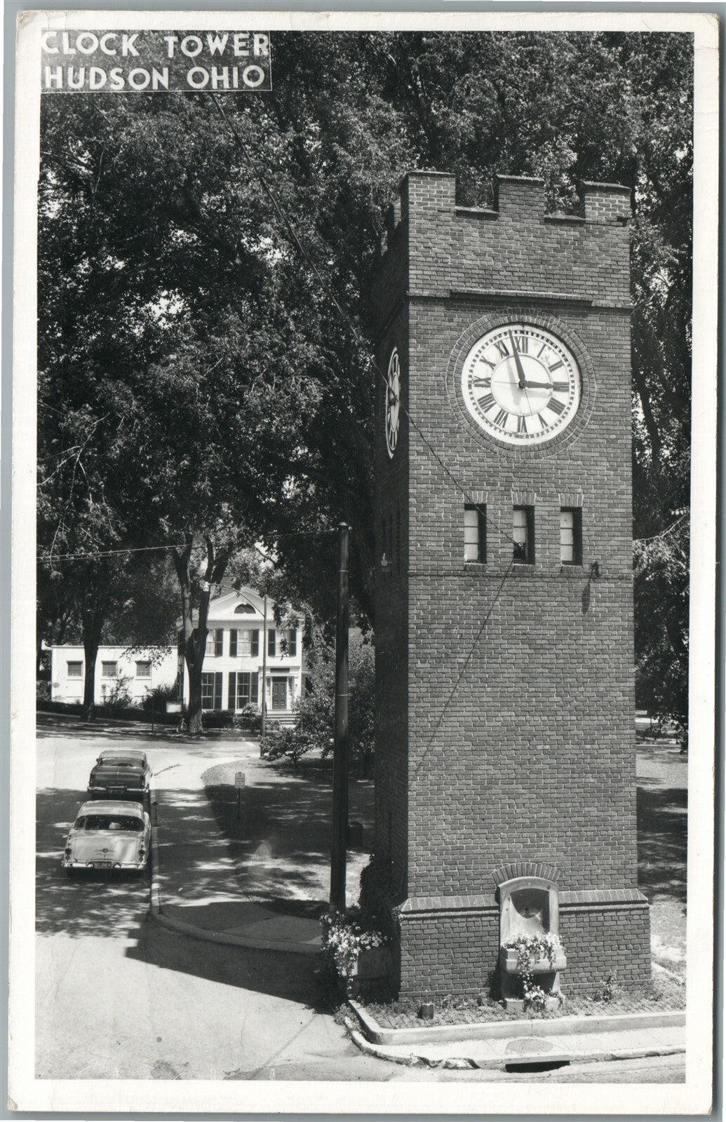 HUDSON OH CLOCK TOWER VINTAGE REAL PHOTO POSTCARD RPPC