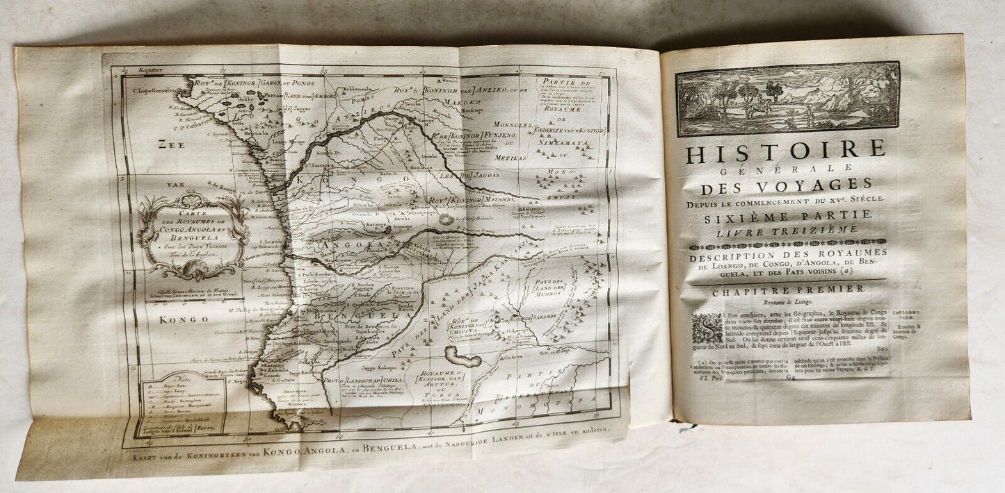 1748 TRAVELS TO AFRICA antique Histoire generale des voyages ILLUSTRATED Vol. 6