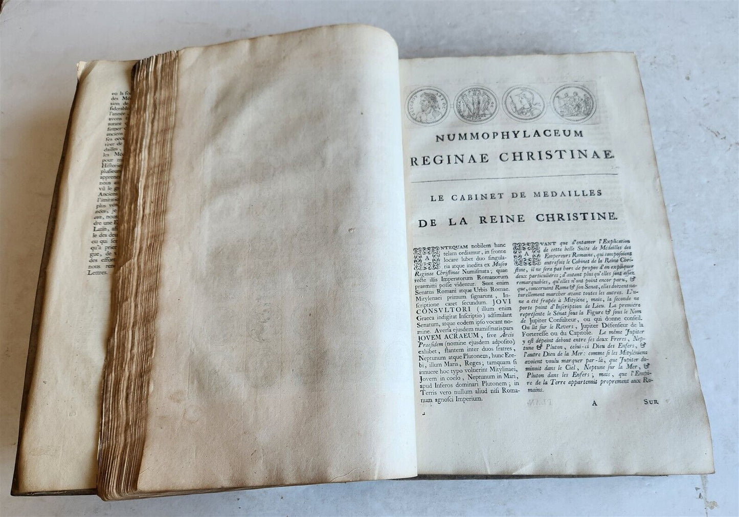 1742 NUMISMATIC ILLUSTRATED FOLIO medal collection of Queen of Sweden antique