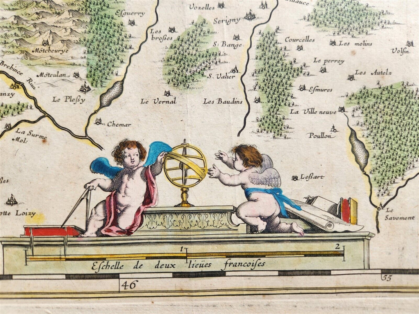 1640 MAP of FRANCE Longpendu Charolais by WILLEM BLAEU antique AUTHENTIC