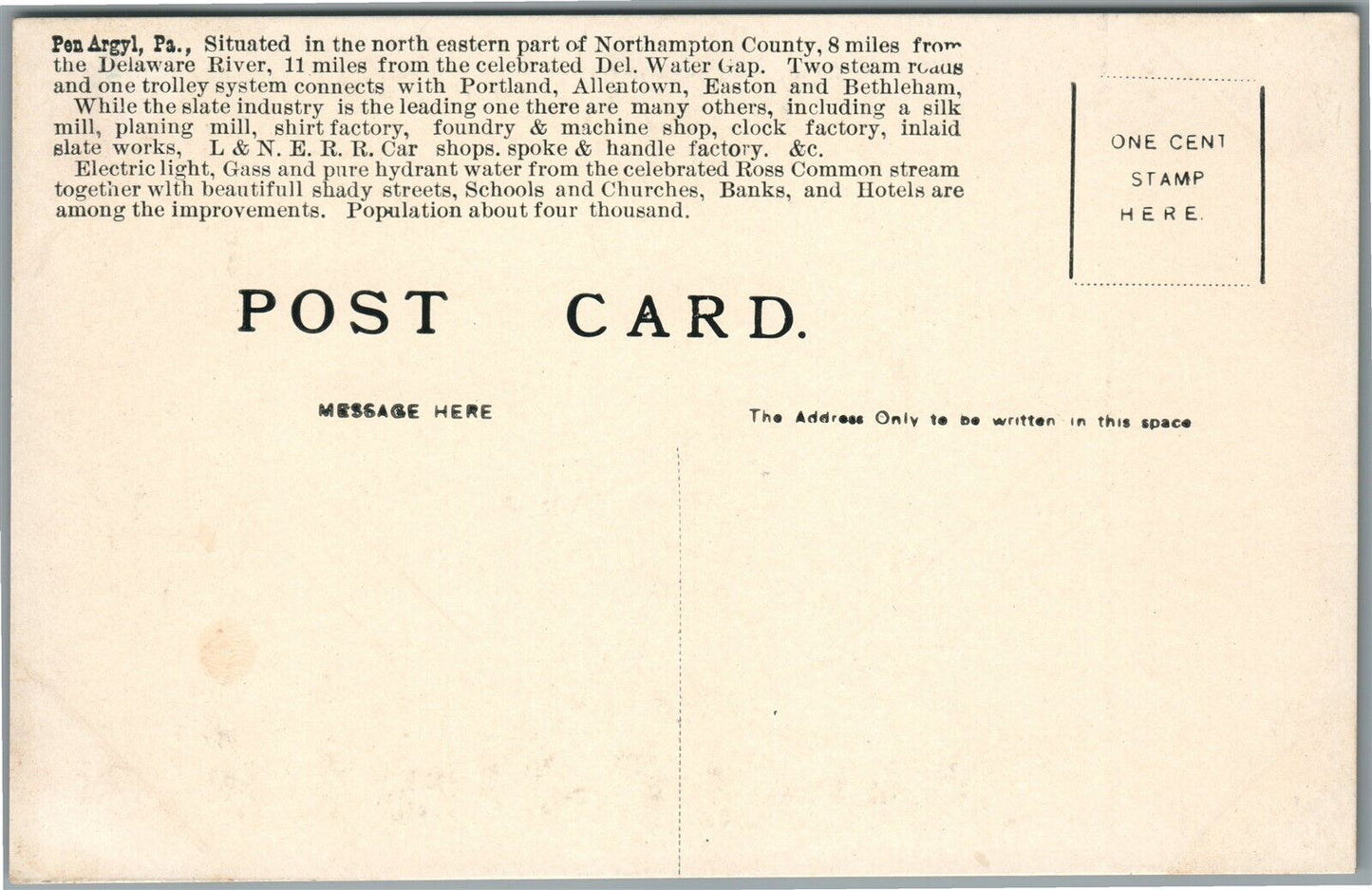 PEN ARGYL PA PRESBYTERIAN CHURCH ANTIQUE POSTCARD