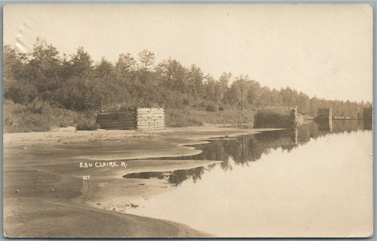 EAU CLAIRE RIVER WI ANTIQUE REAL PHOTO POSTCARD RPPC