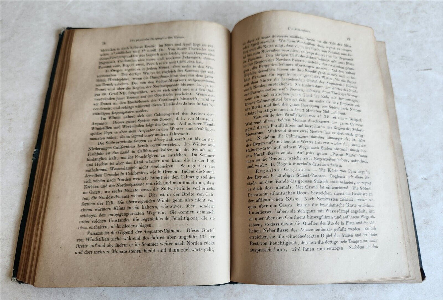 1856 PHYSICAL GEOGRAPHY of the SEA antique ILLUSTRATED w/MAPS in GERMAN