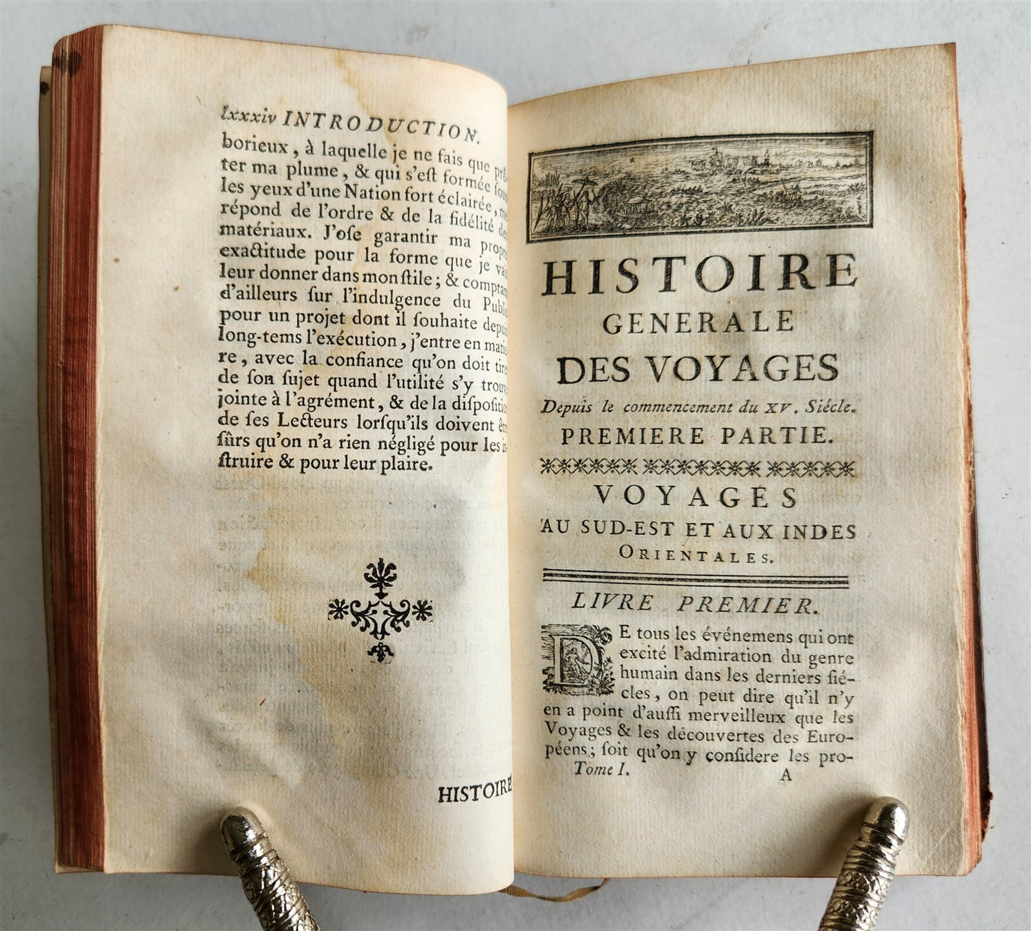 1749 HISTOIRE des VOYAGES VOL.1 antique illustrated TRAVELS to AFRICA & INDIA