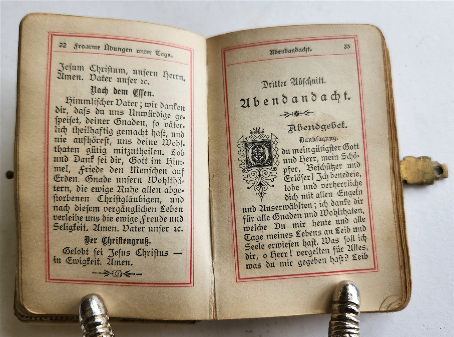1890 GERMAN PRAYER BOOK w/ MOTHER OF PEARL BINDING antique