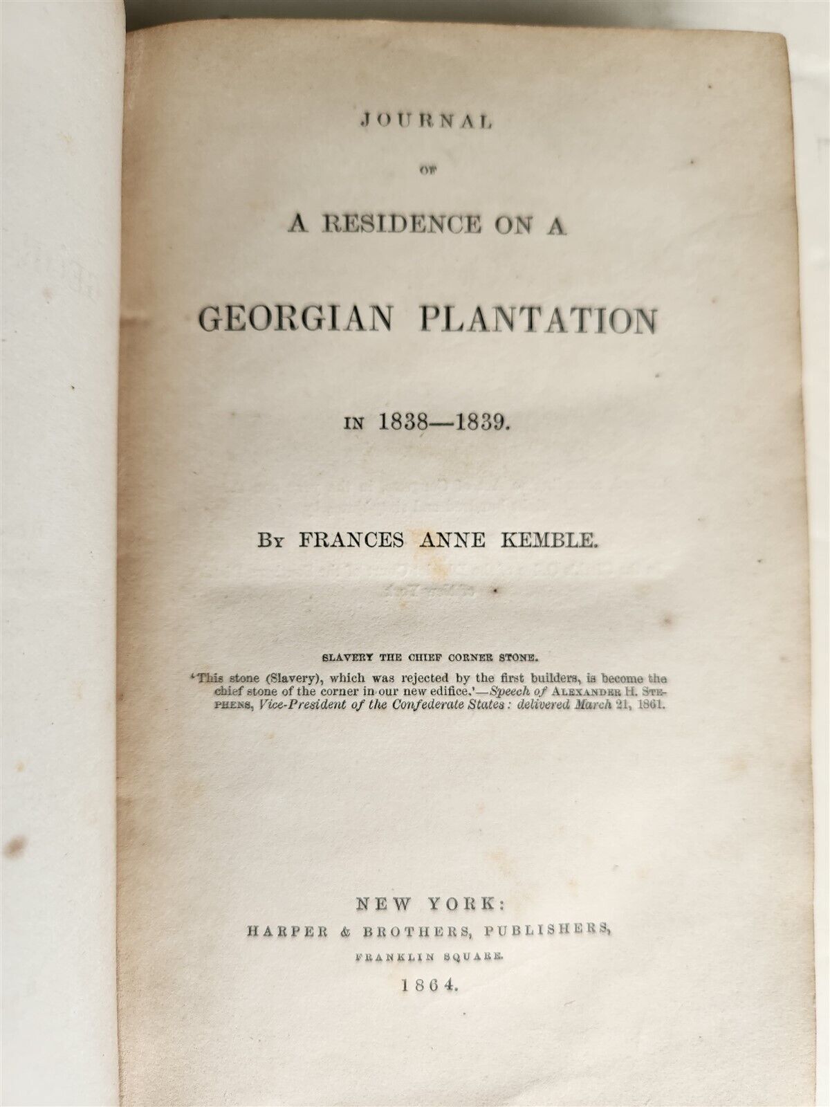 1864 JOURNAL of RESIDENCE on GEORGIAN PLANTATION antique CIVIL WAR ERA F.KEMBLE