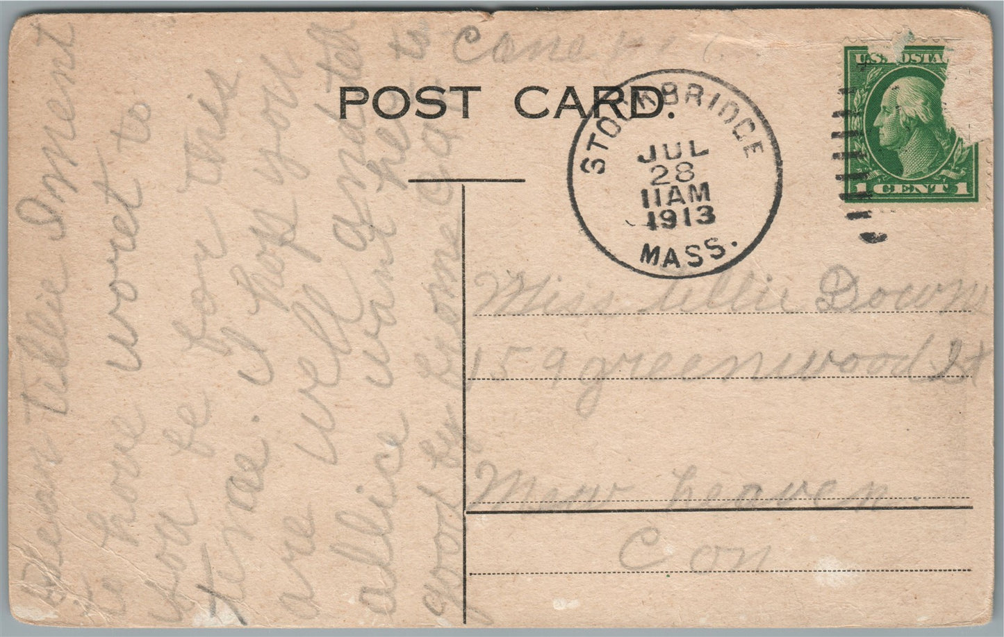 NEW BOSTON MA MAIN STREET ANTIQUE POSTCARD