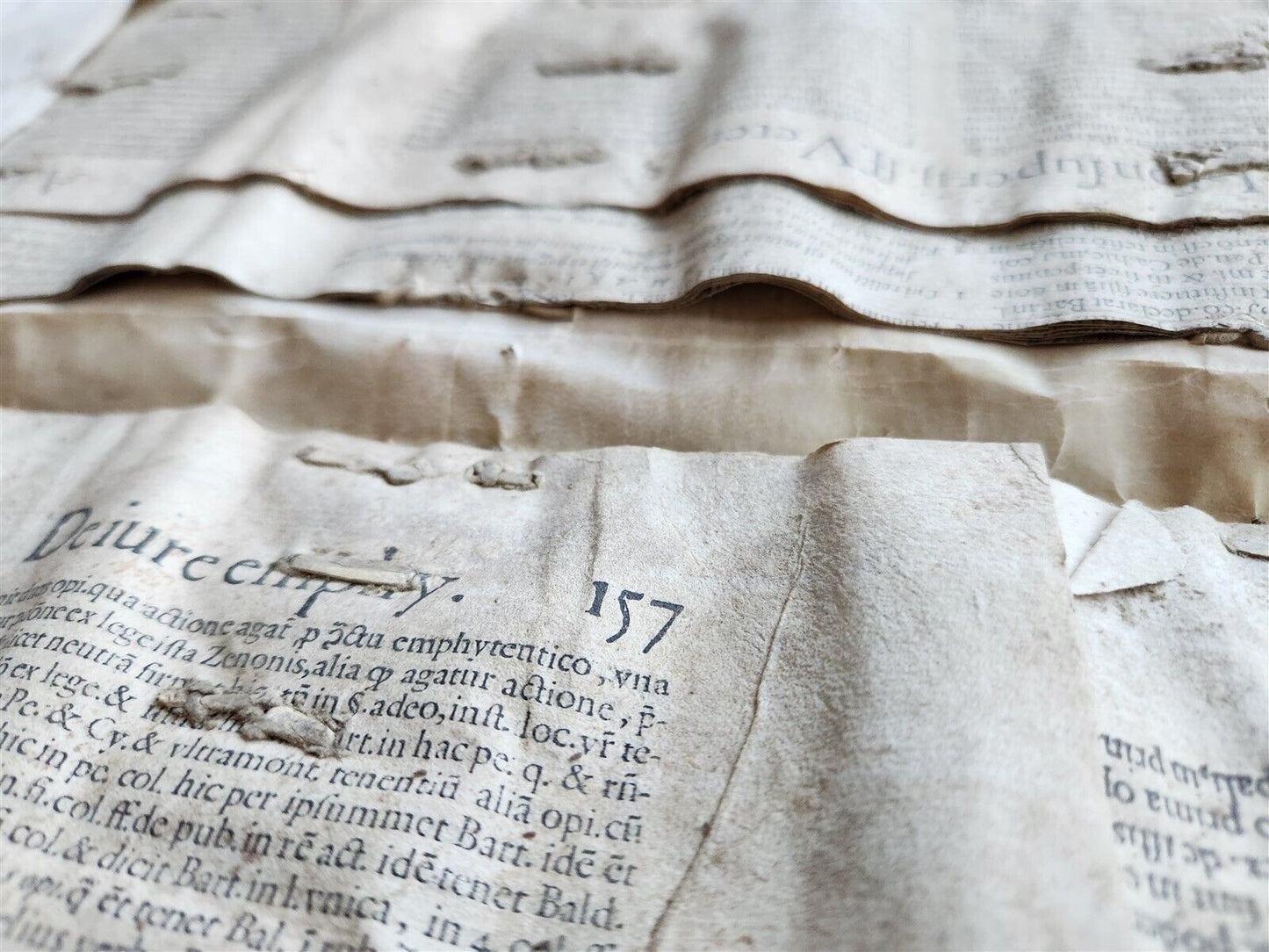 16th-17th CENTURY LARGE FOLIO BINDING antique VELLUM 10 by 17 inches