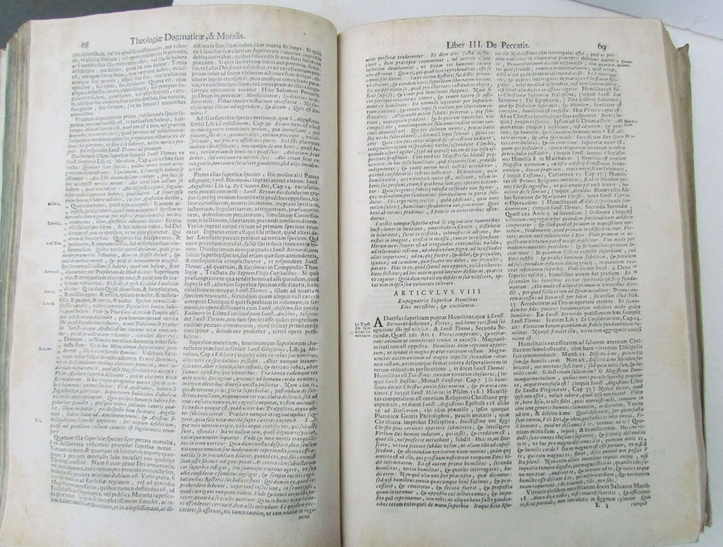 1698 2 VOLUMES ANTIQUE VELLUM FOLIOS 9.5 x 13.5'' THEOLOGIA DOGMATICA