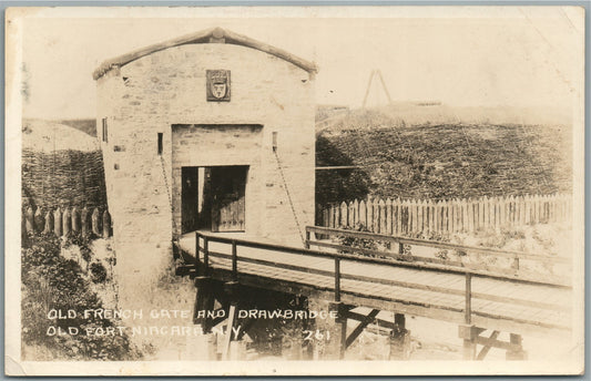 FORT NIAGARA NY OLD FRENCH GATE AND DRAWBRIDGE ANTIQUE REAL PHOTO POSTCARD RPPC