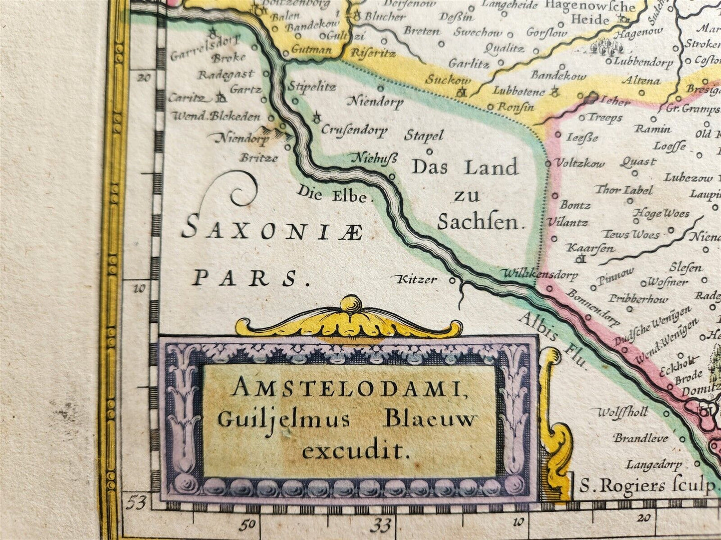 1640 MAP of GERMANY MECKLENBURG by WILLEM BLAEU antique AUTHENTIC hand colored