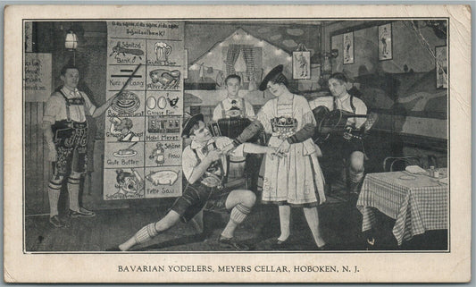 HOBOKEN NJ BAVARIAN YODELERS MEYERS CELLAR ADVERTISING ANTIQUE POSTCARD