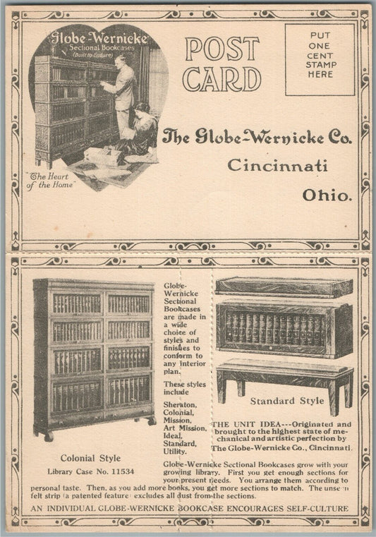 CINCINNATI OH GLOBE WERNICKE CO. ADVERTISING ANTIQUE POSTCARD