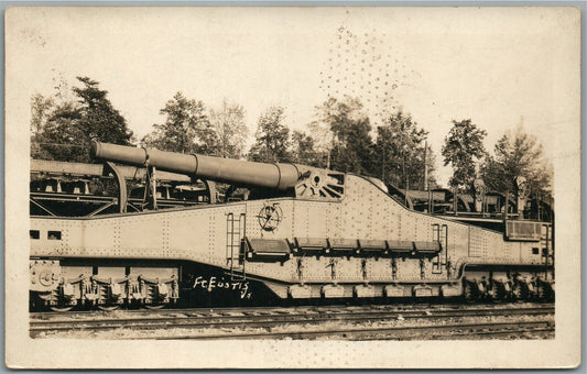 FT.EUSTIS VA WWI ERA RAILROAD GUN ANTIQUE REAL PHOTO POSTCARD RPPC